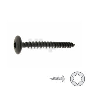 Pack of 200 Hinge screws 6x40mm, black steel, full thread, round head Torx T30