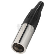4-pole metal male XLR mini plug, gold-plated contacts and cable bending protection, for 3.5 mm diameter cable
