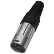 XLR male metal plug, 4 poles, nickel contacts, cable entry diameter 6 to 9 mm
