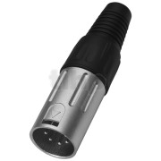 XLR male metal plug, 5 poles, nickel contacts, cable entry diameter 6 to 9 mm
