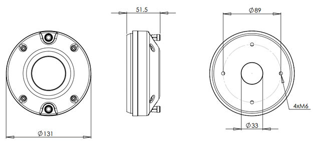 drawing & mounting du compression driver B&C Speakers Compression driver B&C Speakers DE910TN, 8 ohm, 1.3 inch throat diameter