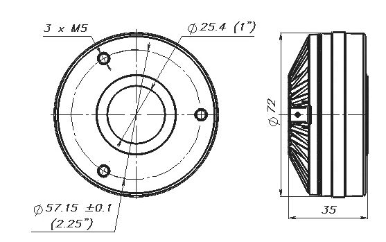 drawing & mounting du compression driver BMS Compression driver BMS 5530ND, 16 ohm, 1 inch exit