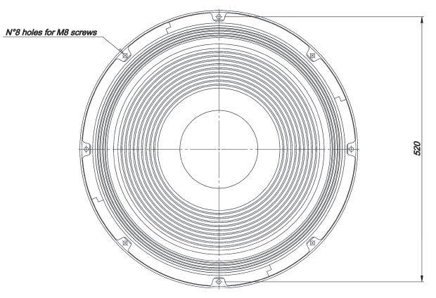 Image Drawing & Mounting (2/2) cone driver Eighteen Sound Speaker 18 Sound 21NLW9000, 4 ohm, 21 inch