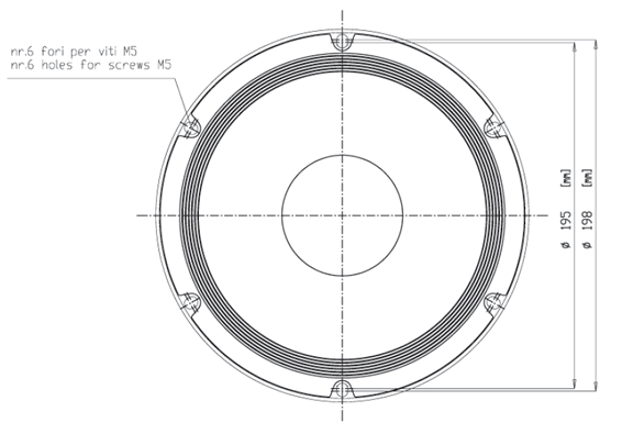 Image Drawing & Mounting (2/2) cone driver Eighteen Sound Speaker 18 Sound 8M400, 8 ohm, 8 inch