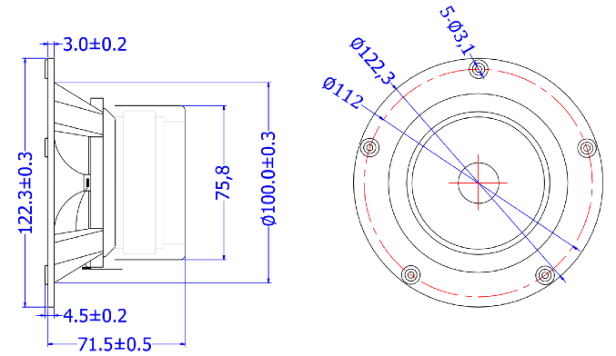 Pair of fullrange speaker MarkAudio MAOP 7.2 (WHITE), 6 ohm, 122.3 mm