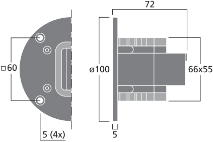 drawing & mounting du ribbon speaker Monacor Ribbon tweeter Monacor RBT-10, 5 ohm, 3.94 inch
