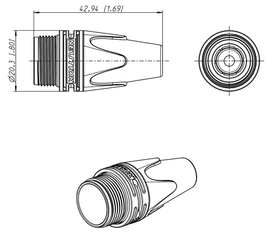 drawing & mounting du bushing for connectors Neutrik Purple boot for Neutrik XX connector (NC3FXX, NC3MXX)