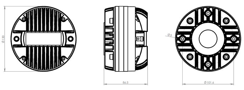 drawing & mounting du compression driver Oberton Compression driver Oberton ND72CT, 16 ohm, 1.4 inch